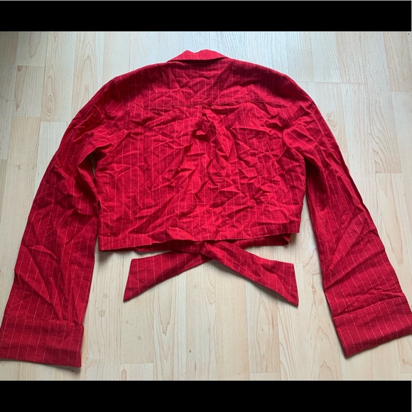Red Striped Wrap Top - Picture 2 of 3